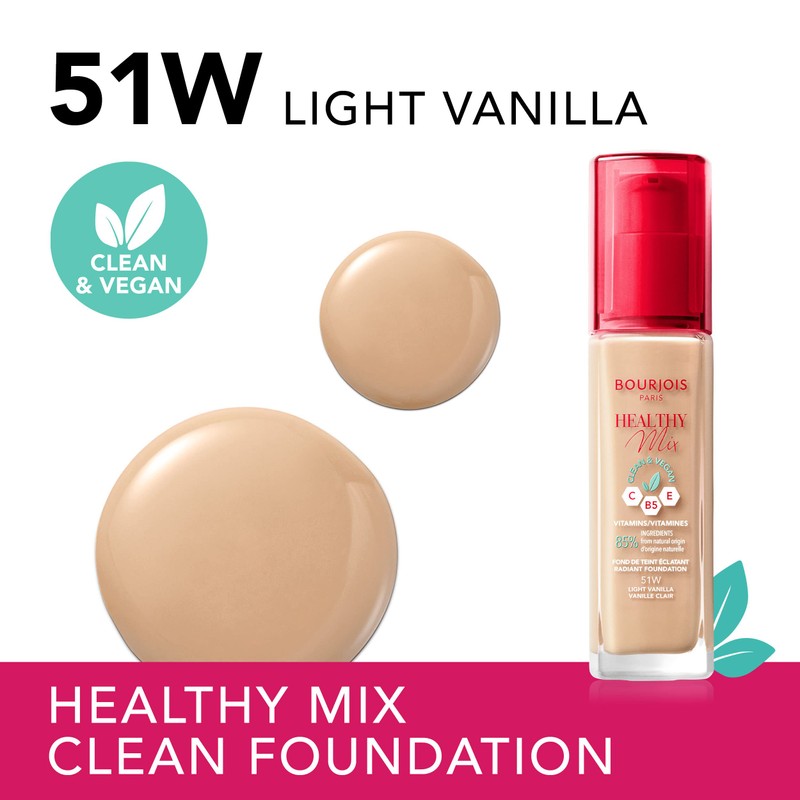 Bourjois - Healthy Mix Clean Foundation, Ton 051, Light Vanilla