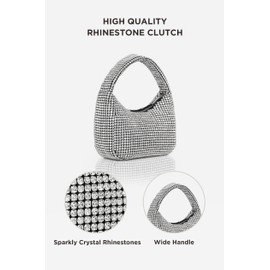 BABEYOND Rhinestone Purse for Women - Sparkly Evening Bags Full Glitter Rhinestone Portable Handbag for Party Wedding Prom, 1-silver, One Size