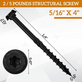 Yaocom 5/16" x 4" Structural Lag Screws Dual Drive Hex Washer Star Drive Head Wood Lag Screws Outdoor Structural Application, Heavy Duty Rust Resistant(2 lb)