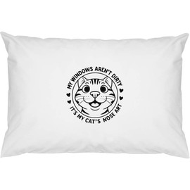 Azeeda 2 x 'My Windows Aren't Dirty It's My Cats Nose Art' Cotton Pillow Cases (PW00042783)