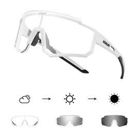 ALTALIST Photochromic Cycling Glasses, UV400 Protection Sports Sunglasses Eyewear Baseball Running Fishing for Men Women Youth, Pure White Frame