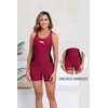 Halcurt Women's Boyleg One Piece Swimsuit with Pocket Racerback Athletic