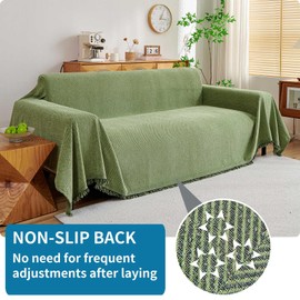 HAOMAIJIA Non Slip Couch Cover Sofa Covers for 3 Cushion Couch Washable sectional Couch Covers for Dogs pet Furniture Protector Couch Cover Blanket for Living Room (sage Green, 91"x134")