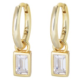 18K Gold Plated 925 Sterling Sliver Huggie Hoop Earrings for Women Ladies Girl Dangle Drop Earrings Cubic Zirconia Gift for Women Mother Dainty Gold Star Earrings (CA-PS-D-FX)