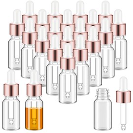Didaey 100 Pcs Mini Glass Dropper Bottle Bulk, 10 ml Rose Gold Clear Essential Oil Dropper Bottles Small Tincture Empty Bottles Sample Containers Perfume Liquid Vials with Cap for Traveling