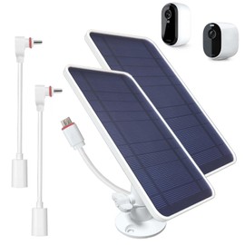 DIANMU Solar Panel for Arlo Essential Security Camera 2K (2nd Gen) / XL (2nd Gen) & Arlo Essential/XL Spotlight Camera, with 13FT Weatherproof Cable & Aluminum Alloy Mount (2 Pack)