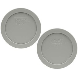 Pyrex 7200-PC Jet Gray Round Plastic Food Storage Replacement Lids - 2 Pack