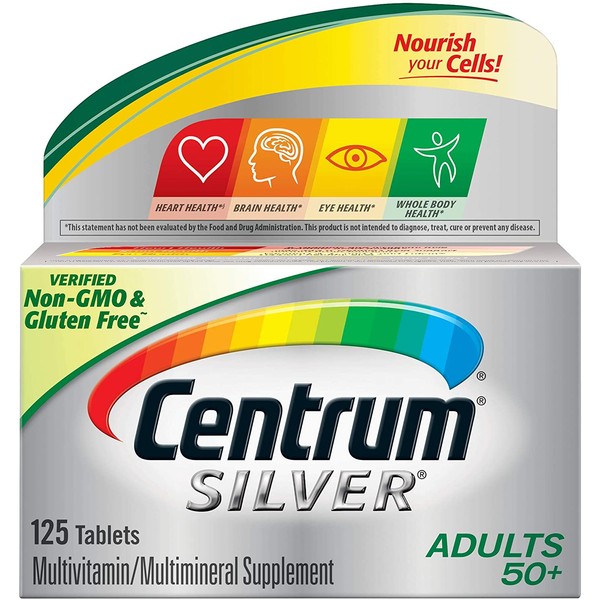 Centrum Silver Multivitamin for Adults 50 Plus, Multivitamin/Multimineral Supplement with Vitamin D3, B Vitamins, Calcium and Antioxidants - 125 Count + 2 Free Months of obé Fitness