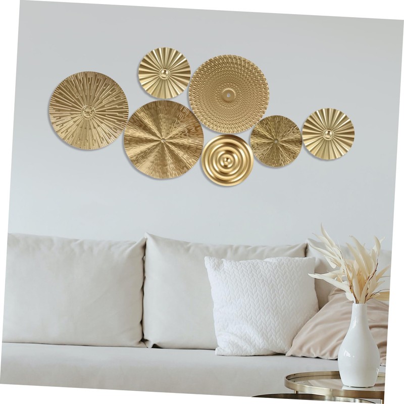 OSALADI 1set Metal Circle Wall Art Modern Decorative Sculpture for