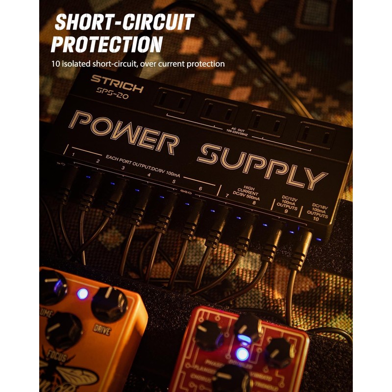 STRICH SPS-20 Guitar Power Supply 10 Independent DC Output for