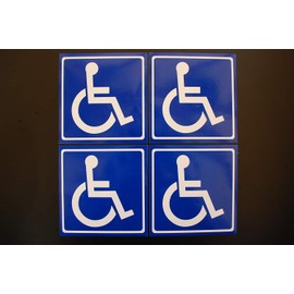 (4 Pack) Disabled Wheelchair Sign Stickers Vinyl Decals, Disability Handicap Self Adhesive 5 x 5" Indoor Outdoor Waterproof (X4PS16)