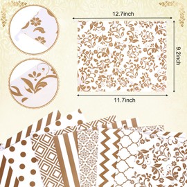 Estune 32 Pcs Hanging File Folders Letter Size Decorative File Folders, Geometric, Marble, Quote Designs, Including Adjustable Tabs and Inserts, Cabinet Inserts Organizer for Office Desk(Gold Stripe)