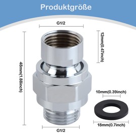 KEWAYO Ball Joint Adapter, Shower Head Rain Shower Ball Joint, Shower Head Ball Joint Adapter, Swivel Head Shower Head, Shower Angle Adapter, Suitable for Connecting Shower Heads and Water Pipes