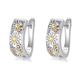 Daisy Earrings 925 Sterling Silver Flower Earrings Daisy Jewellery for Women Mother, Sterling Silver, No Gemstone