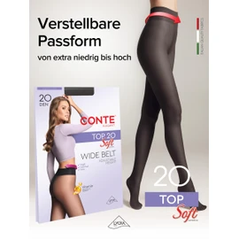 Conte elegant Conte elegant Damenstrumpfhose f1r empfindliche Haut mit Vitamin E - TOP SOFT 20 DEN - Niedriger Bund Damen Feinstrumpfhose Strumpfhose - Farbe Schwarz Gr??e 2