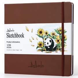 ALKALO Square Sketchbook for Drawing, 120 Pages Sketch Book, 122LB/180GSM Thick Paper Sketchbook, Mixed Media Sketchbook for Charcoal Pencil, Inks Pen, Colored Pencil, Acrylic Marker, Oil Pastel