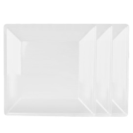 TrueCraftware- 8-1/4” x 8-1/4” Square Plate Passion White Color Melamine Set of 3- Dinner Plates Reusable Plate Dinner Dishes Plates Perfect for Dinner Dishes Dishwasher Safe Break-Resistant