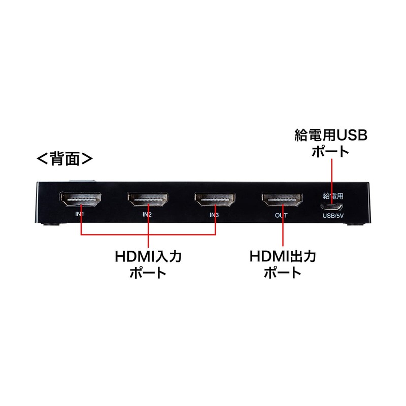 Sanwa Supply SW-HDR31LN HDMI Switcher (3 Input, 1 Output), 4K,