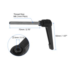 sourcing map 2pcs Clamping Lever Handles, M6 x 70mm 304 Stainless Steel Threaded Male Stud, Adjustable Handles Locking Quick Release Ratchet Push Button Bolt Knobs, Black