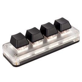 Programmable Macro Keyboard, Mechanical Gaming Macro Keyboard with Customized Knobs, Red Switch, One Handed Macro Keypad, Mini USB Wired OSU Keypad for Desktop PC (4 Keys)