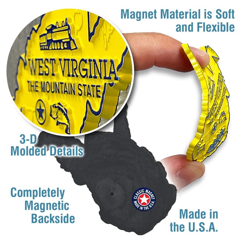 West Virginia Small State Magnet by Classic Magnets, 2.6" x
