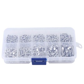 Flat Countersunk Aluminum Full Rivets, 500pcs M2 Flat Head Full Aluminum Rivets Nuts Kit Length 3/4/5/6/8/10/12/14/16/18mm for Household Automotive Industry