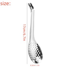 DACUAN Spherification Spoon, 2pcs Small Slotted Bar Spoon, Stainless Steel Slotted Spoons Strainers Caviar Colander Molecular Gastronomy Bar Egg Spoon for Basting, Caviar, Molecular Mixologist Silver