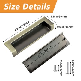 MOROBOR Tatami Hidden Door Handles, 4pcs Embedded Handle, Recessed Finger Pulls with Hidden Concealed Screws for Cabinet Wardrobe Drawer (Green Bronze-109mm)