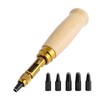 Adjustable Screw Punch, Bestgle Leather Hole Punch Tool Wood Handle