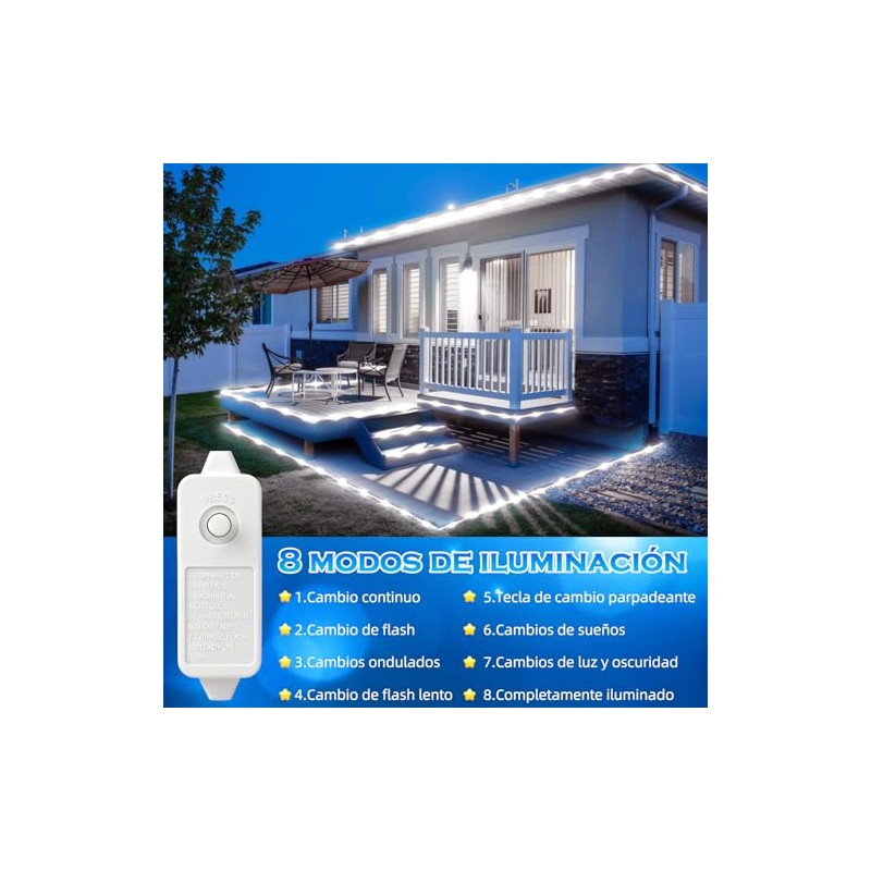 Manguera de Luz Led, 200LED, 8 Modos, IP65 (Luz Fría