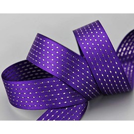 20 m x 25 mm Satin Ribbon with Lurex Dots Purple Silver Gold Ribbon Gift Ribbon Decorative Ribbon Christmas Shiny