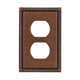 Amerelle Georgian Single Duplex Cast Metal Wallplate in Tumbled Aged Bronze
