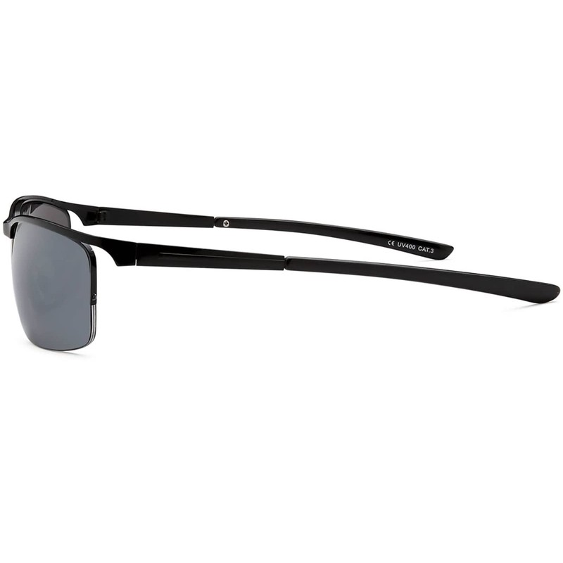 Men's Sun Glasses Designer Sport Biker Metal, Black
