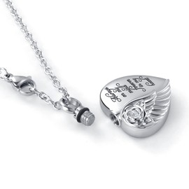 QeenseKc Heart Urn Necklace for Ashes Mom Rose Flower Cremation Jewelry Memorial Keepsake Pendant for Women Men Silver