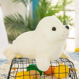 NatureMan 15.7inch Seal Plush Stuffed Animal Cute Chubby Seal Plush Toy,Gifts for Kid (White)