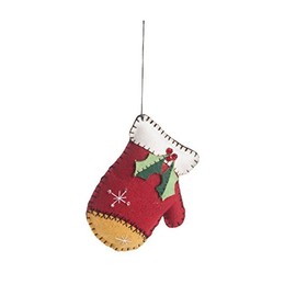 Gallerie II Crazy Quilt Mitten Christmas Xmas Ornament Festive Winter Holidays Home Hanging Artificial Tree Décor Decoration Red
