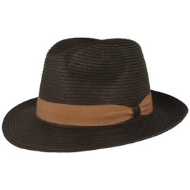 Straw Hat Bogart Hat Summer Hat Sun Hat Made of 100% Paper Crushable Hat Especially Light Flexible Skin-friendly Comfortable, black