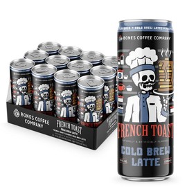 Bones Coffee Company French Toast Cold Brew Latte Flavored Coffee | 100% Ready To Drink Cold Brew Coffee Can | 11 Fl Oz Can (12 Pack) - 4-Pack or 12-Pack: 4-Pack