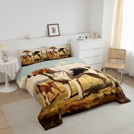 Erosebridal Cute Dog Comforter Full Kawaii Pug Bedding Set Western Farmhouse Duvet Insert 3D Animal Quilt Comforter,Pet Lover Bedding Comforter Sets Kids Boys Girls Room Decorative,Microfiber,3 Piece