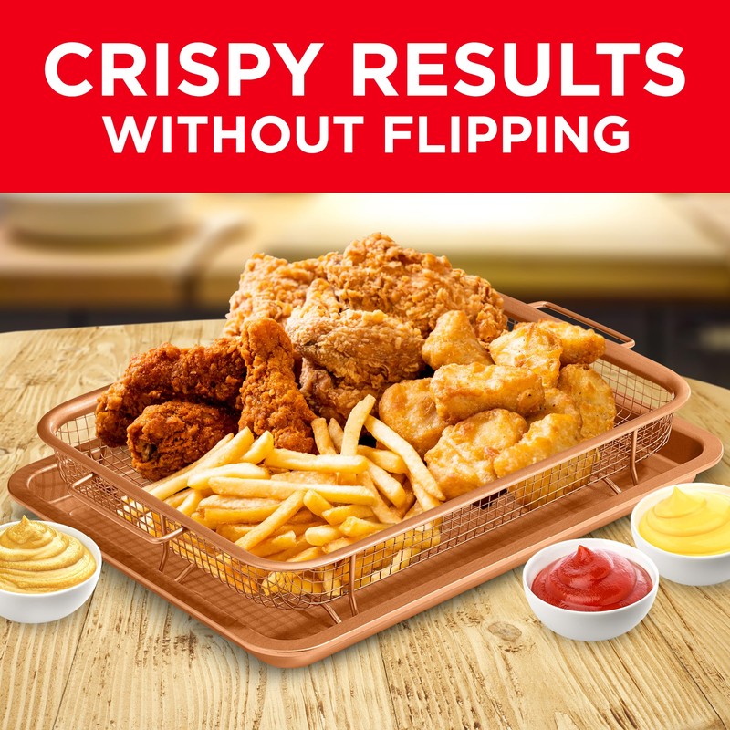 Bakken Swiss 2-in-1 Air Fryer Tray – Nonstick Copper Crisper