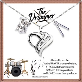 SODLYUE Drummer Drumstick Pendant Necklace, Drumstick Jewelry for Drummers & Percussionists, Inspirational Birthday Graduation Gifts