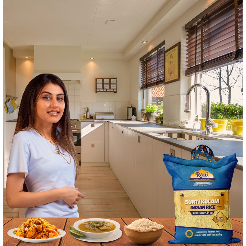 Rani Surti Kolam Indian Rice 160oz (10lbs) 4.54kg Cloth Bag