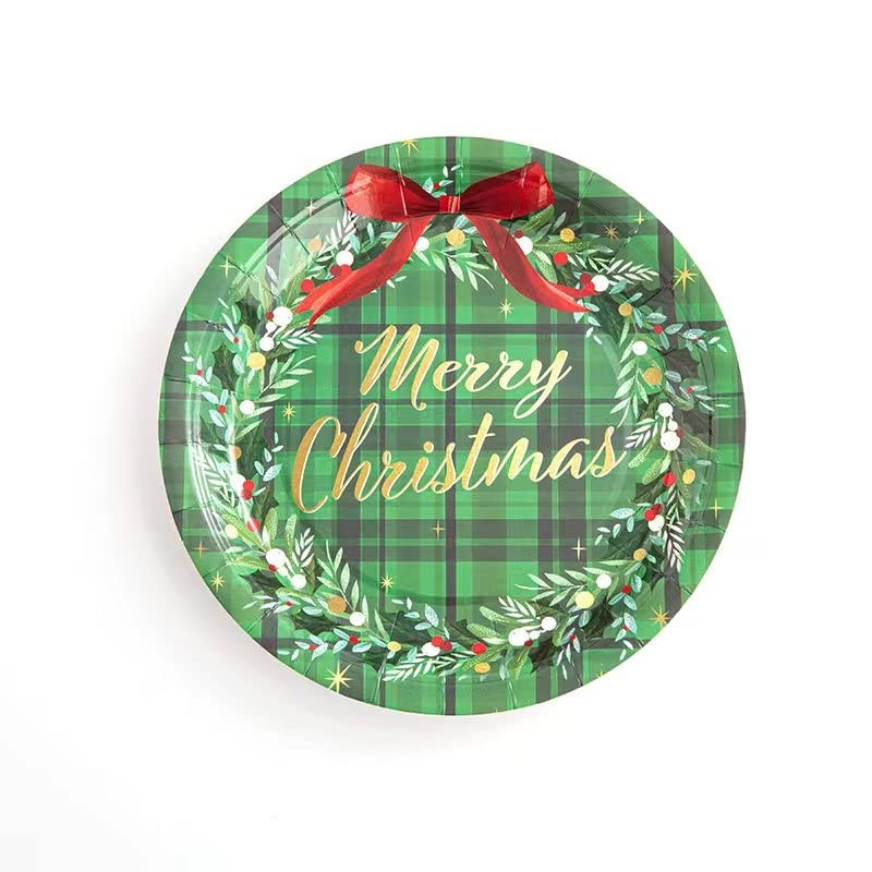 50pcs Disposable Christmas Party Paper Plates in 5 Assorted Designs