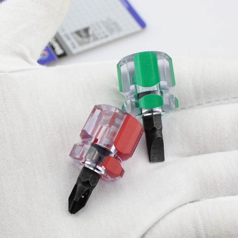 4Pcs Mini Stubby Screwdriver 2-in-1 Interchangeable Handle Screwdriver Mini Sewing