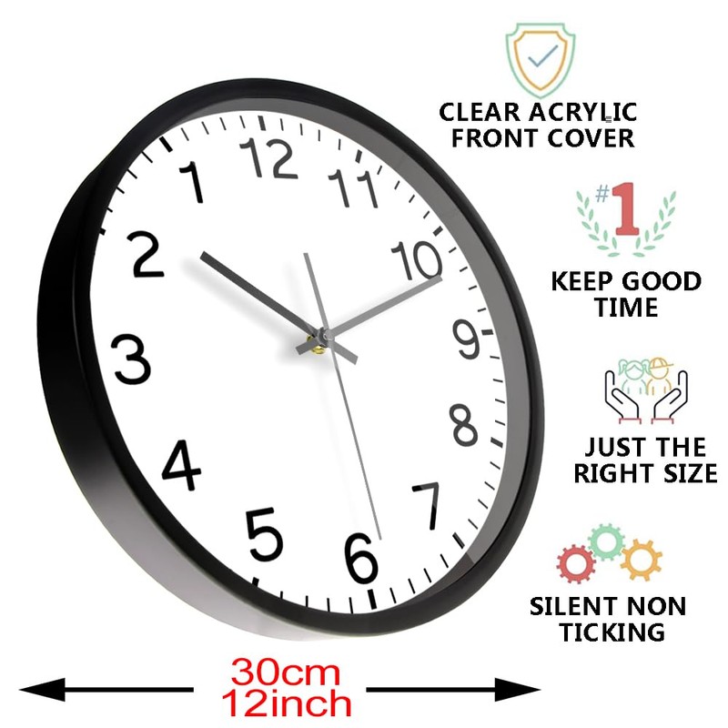 Timethink Modern Design Run Backwards Quiet Sweep Clock with Metal
