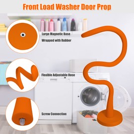 Front Load Washer Door Prop and Stopper - Magnetic Washing Machine Door Holder with 2.6-Inch Magnet Base, Removable Flexible Washer Door Stopper Keep Washer Door Open to Prevent Odors (Orange)