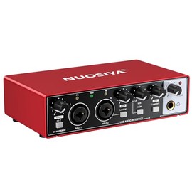 Interfaz de audio USB para PC, interfaz de audio para grabación de música, interfaz de audio roja para guitarra Mac 24Bit/192kHz para podcasting, tran