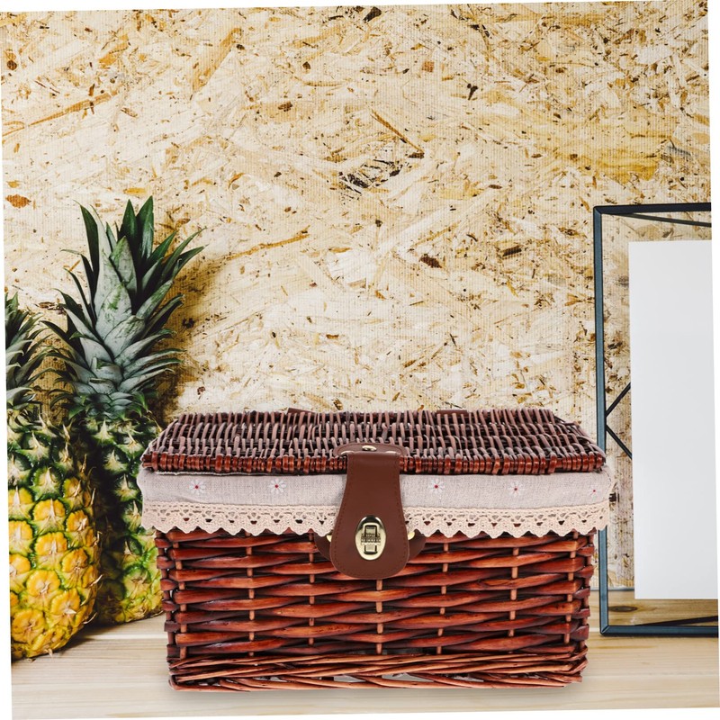 MAGICLULU Lidded Woven Storage Basket with Liner Deep for Organizing