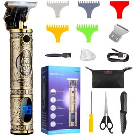 Suttik Ornate Hair Clippers for Men, Cordless Edgers Clippers Professional Hair & Beard Trimmer for Barber Pro Zero Gapped T-Blade Trimmer with LCD Display, Rose Gold