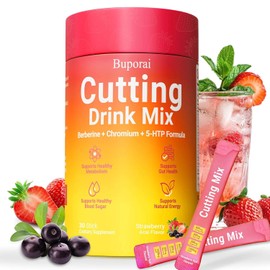Cutting Mix, Cutting Drink Mix, Berberine, Chromium, FOS, Yerba Mate & 5-HTP, Energy & Gut Health, Metabolic Support, Vegan, Sugar-Free, Non-GMO, 30 Stick Packs